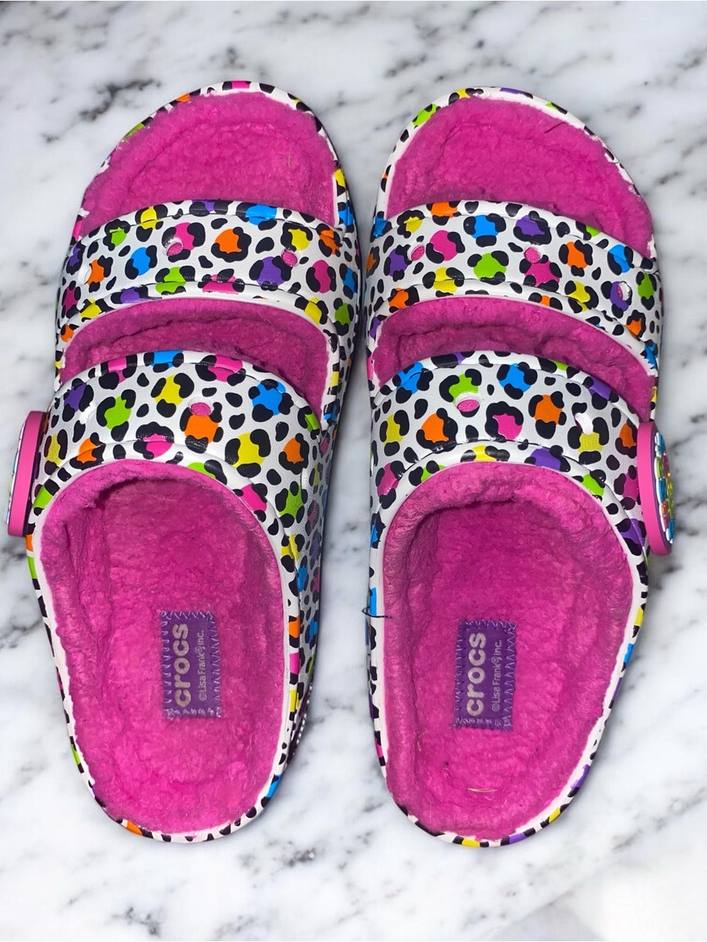 Rare Limited Edition Lisa Frank x Crocs Classic Cozzzy Sandals sz 8